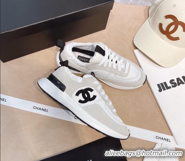 Affordable Price Chanel Suede and Nylon Sneakers G37122 Light Gray/White 2021