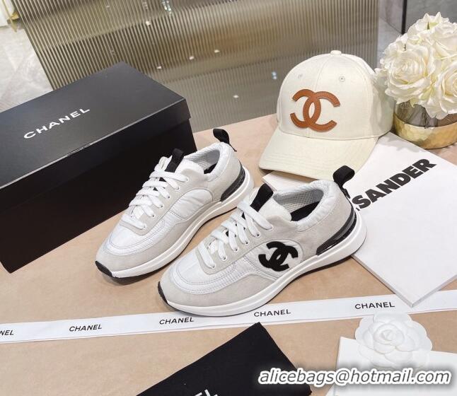 Affordable Price Chanel Suede and Nylon Sneakers G37122 Light Gray/White 2021