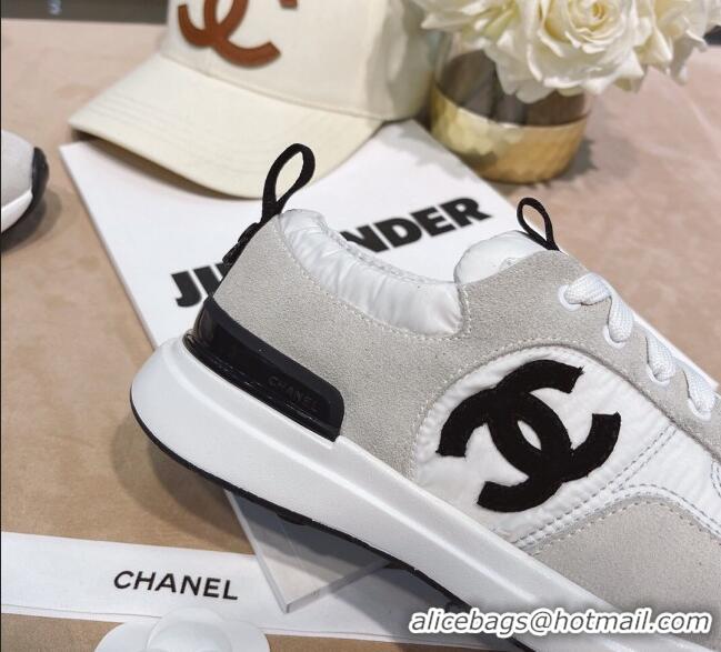 Affordable Price Chanel Suede and Nylon Sneakers G37122 Light Gray/White 2021