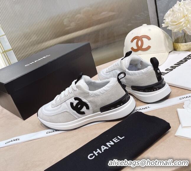 Affordable Price Chanel Suede and Nylon Sneakers G37122 Light Gray/White 2021