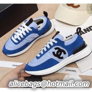 Low Price Chanel Suede and Nylon Sneakers G37122 Light Blue/Blue 2021