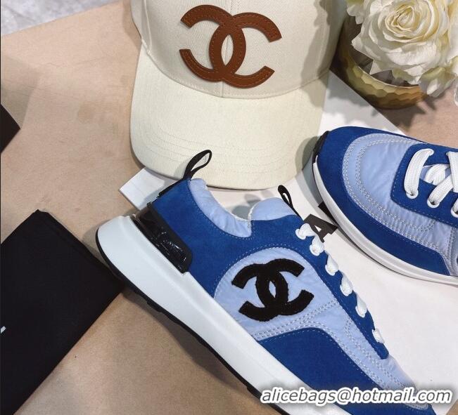 Low Price Chanel Suede and Nylon Sneakers G37122 Light Blue/Blue 2021