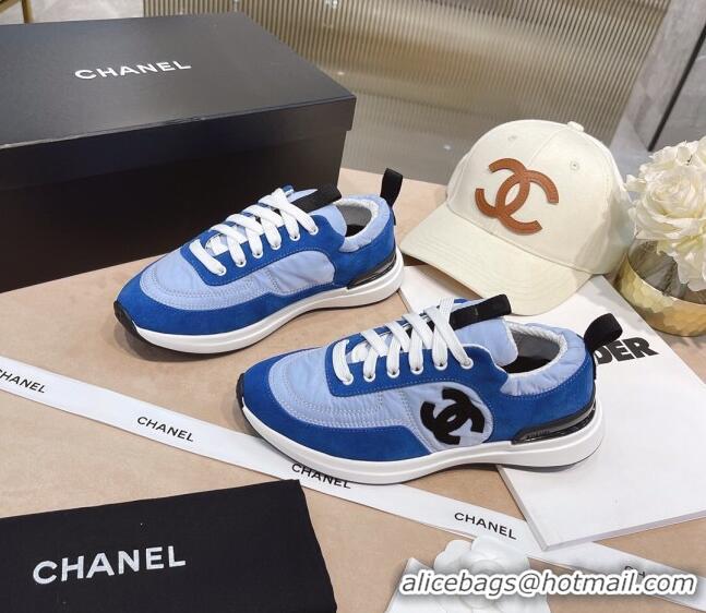 Low Price Chanel Suede and Nylon Sneakers G37122 Light Blue/Blue 2021