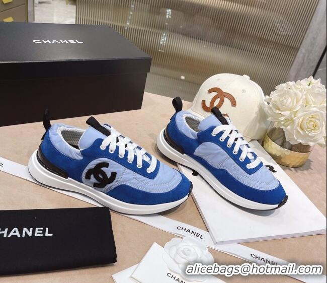 Low Price Chanel Suede and Nylon Sneakers G37122 Light Blue/Blue 2021