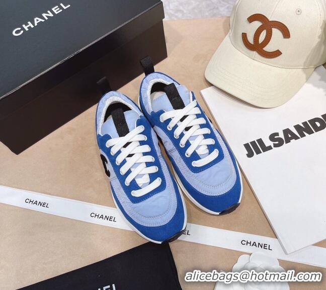 Low Price Chanel Suede and Nylon Sneakers G37122 Light Blue/Blue 2021