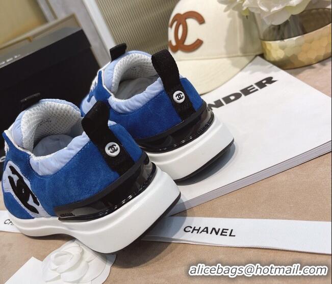 Low Price Chanel Suede and Nylon Sneakers G37122 Light Blue/Blue 2021