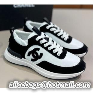 Best Price Chanel Suede and Nylon Sneakers G37122 Black/White 2021