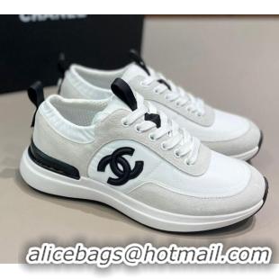 Best Quality Chanel Suede and Nylon Sneakers G37122 Pale Gray/White 2021