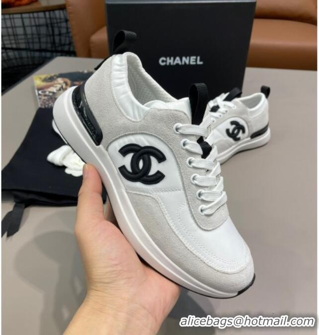 Best Quality Chanel Suede and Nylon Sneakers G37122 Pale Gray/White 2021