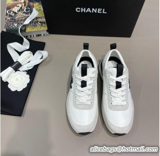 Best Quality Chanel Suede and Nylon Sneakers G37122 Pale Gray/White 2021