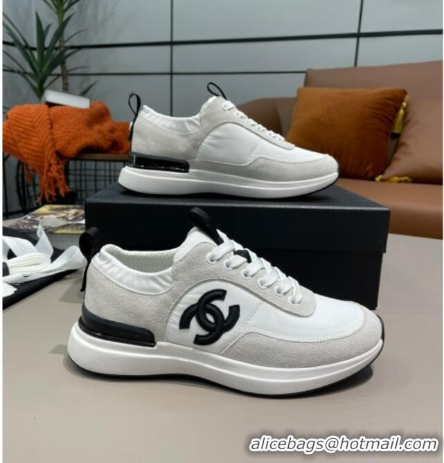 Best Quality Chanel Suede and Nylon Sneakers G37122 Pale Gray/White 2021