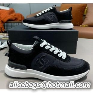 Cute Chanel Suede and Nylon Sneakers G37122 All Black 2021