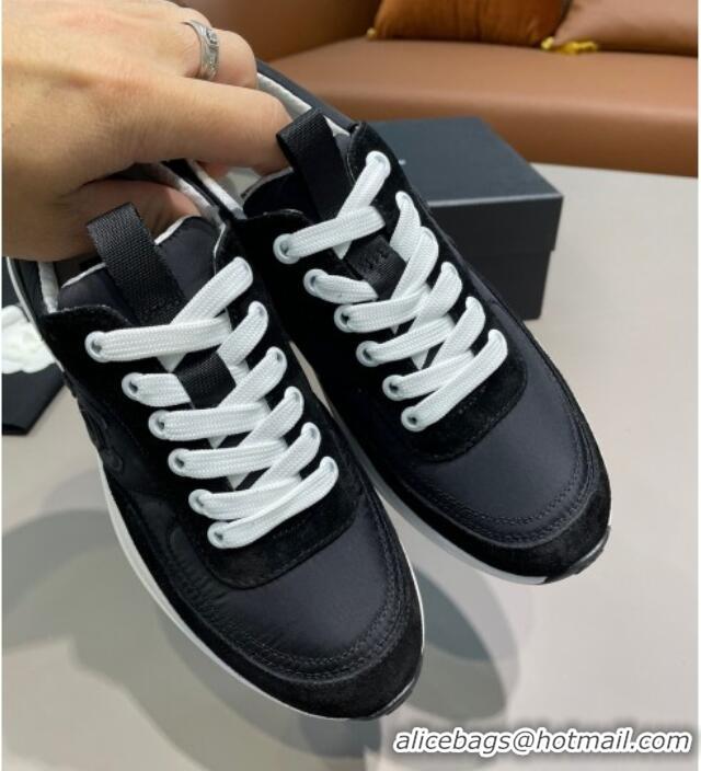 Cute Chanel Suede and Nylon Sneakers G37122 All Black 2021