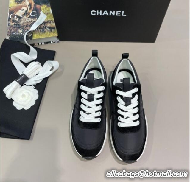 Cute Chanel Suede and Nylon Sneakers G37122 All Black 2021