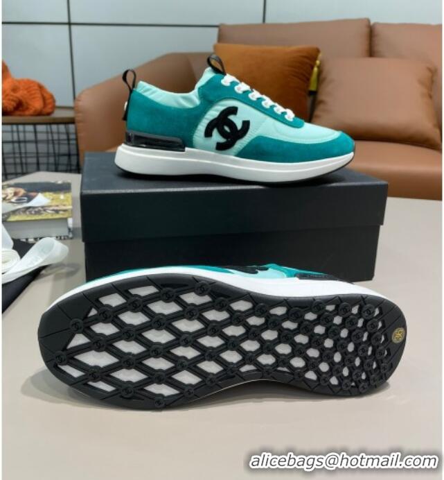 Low Cost Chanel Suede and Nylon Sneakers G37122 Bright Green 2021