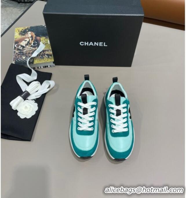 Low Cost Chanel Suede and Nylon Sneakers G37122 Bright Green 2021