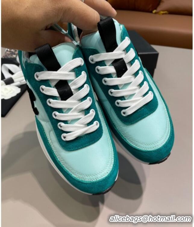 Low Cost Chanel Suede and Nylon Sneakers G37122 Bright Green 2021