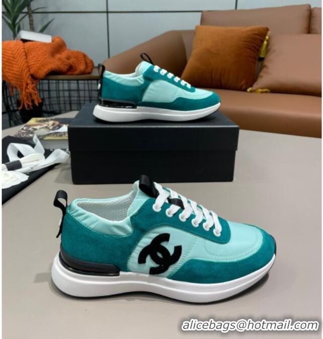 Low Cost Chanel Suede and Nylon Sneakers G37122 Bright Green 2021