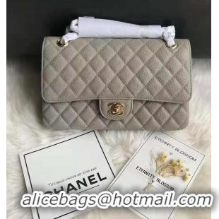 Best Design Chanel Grained Leather Medium Flap Bag CH1547 Grey/Gold