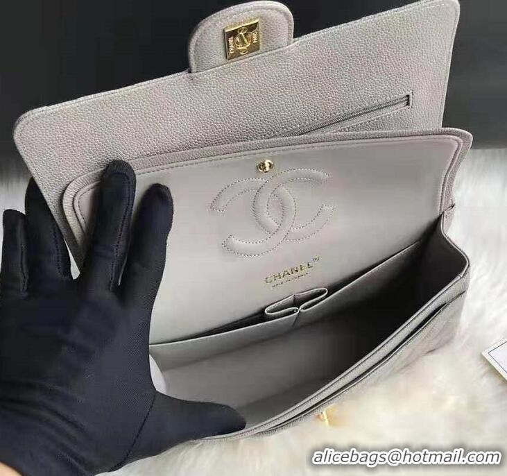 Best Design Chanel Grained Leather Medium Flap Bag CH1547 Grey/Gold