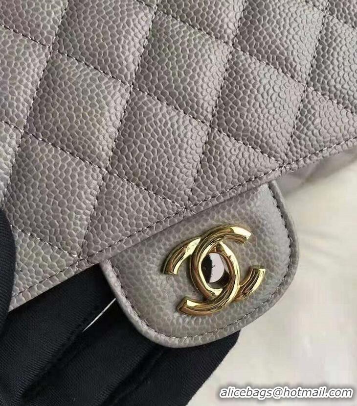 Best Design Chanel Grained Leather Medium Flap Bag CH1547 Grey/Gold