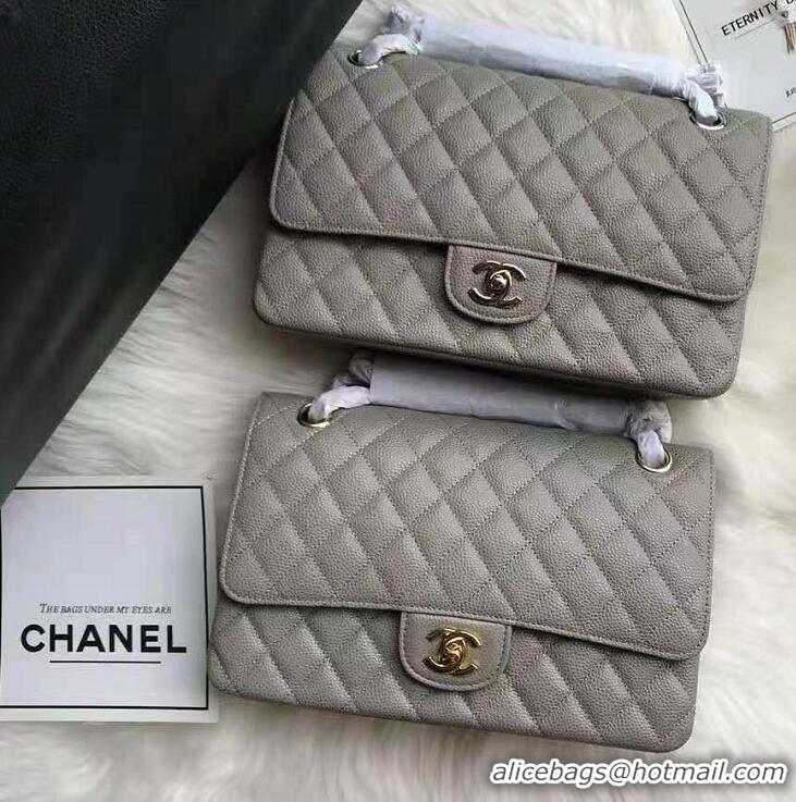 Best Design Chanel Grained Leather Medium Flap Bag CH1547 Grey/Gold