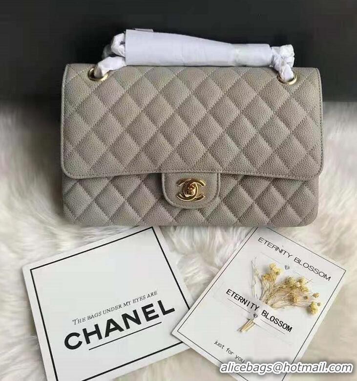 Best Design Chanel Grained Leather Medium Flap Bag CH1547 Grey/Gold