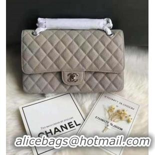 Grade Dicount Chanel Grained Leather Medium Flap Bag CH1547 Grey/Silver