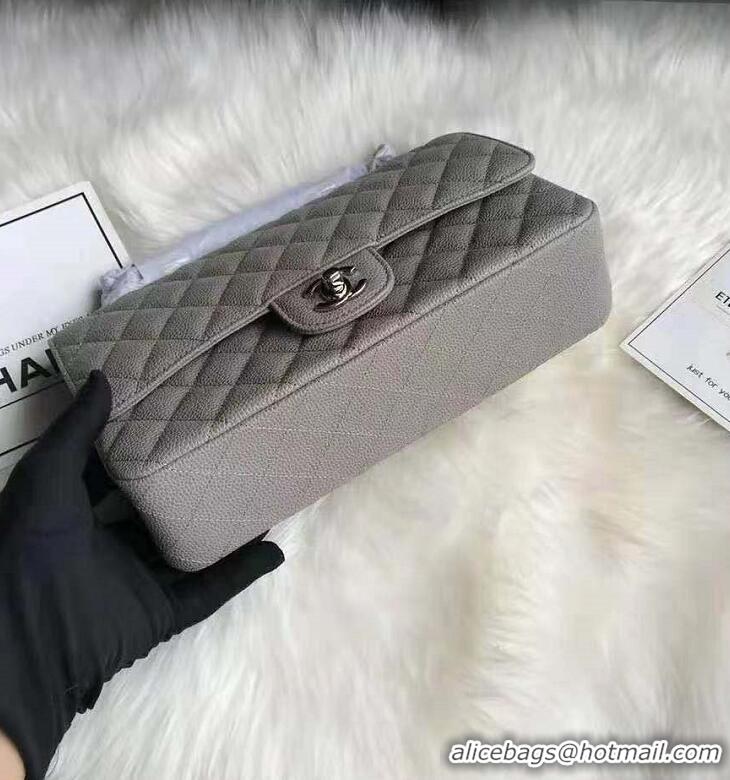 Grade Dicount Chanel Grained Leather Medium Flap Bag CH1547 Grey/Silver