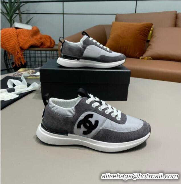 Elegant Chanel Suede and Nylon Sneakers G37122 Light Gray/Dark Gray 2021