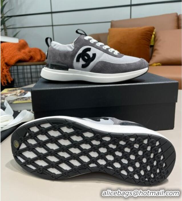 Elegant Chanel Suede and Nylon Sneakers G37122 Light Gray/Dark Gray 2021