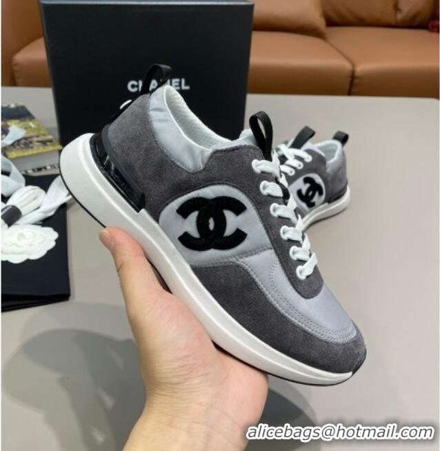 Elegant Chanel Suede and Nylon Sneakers G37122 Light Gray/Dark Gray 2021