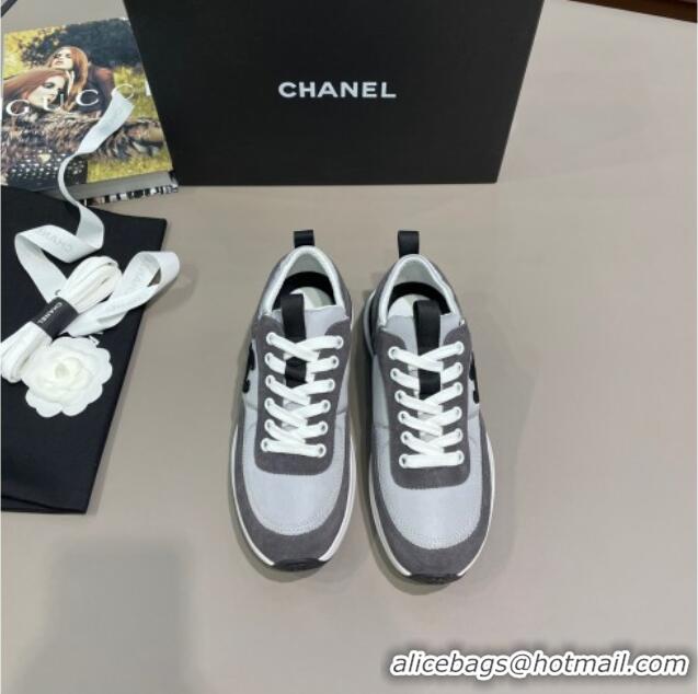 Elegant Chanel Suede and Nylon Sneakers G37122 Light Gray/Dark Gray 2021