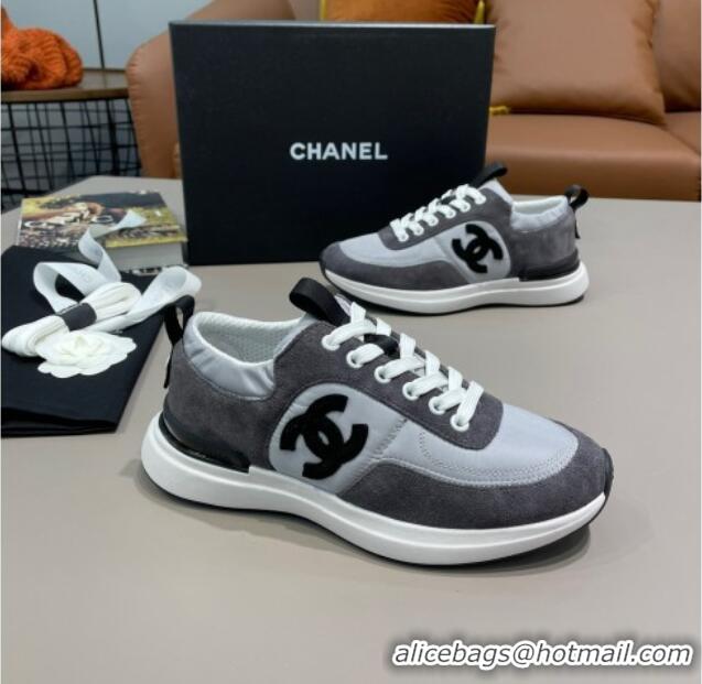 Elegant Chanel Suede and Nylon Sneakers G37122 Light Gray/Dark Gray 2021