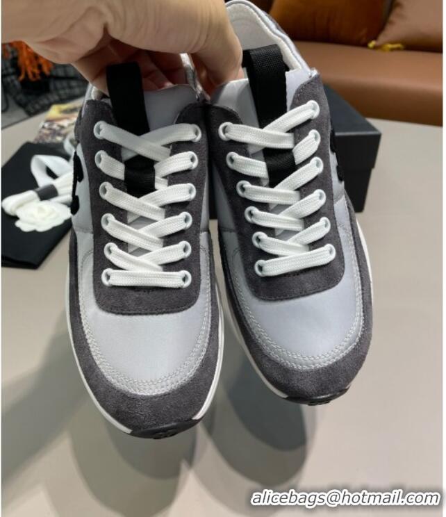 Elegant Chanel Suede and Nylon Sneakers G37122 Light Gray/Dark Gray 2021