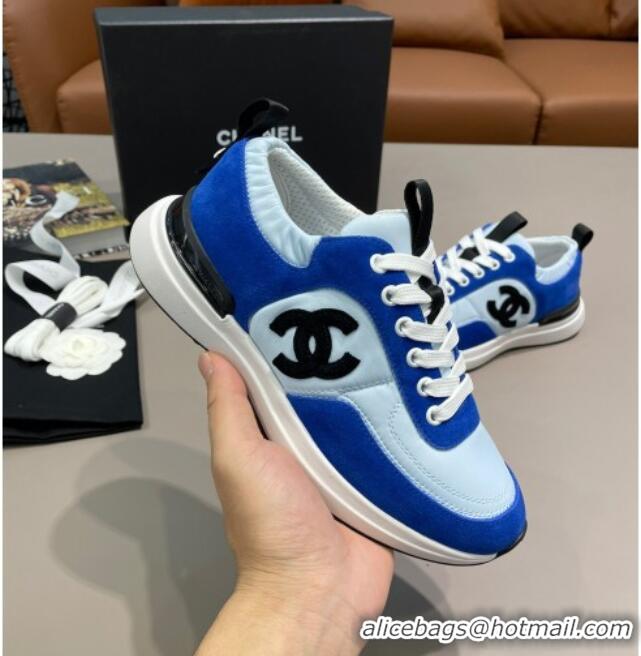 Top Design Chanel Suede and Nylon Sneakers G37122 Royal Blue 2021