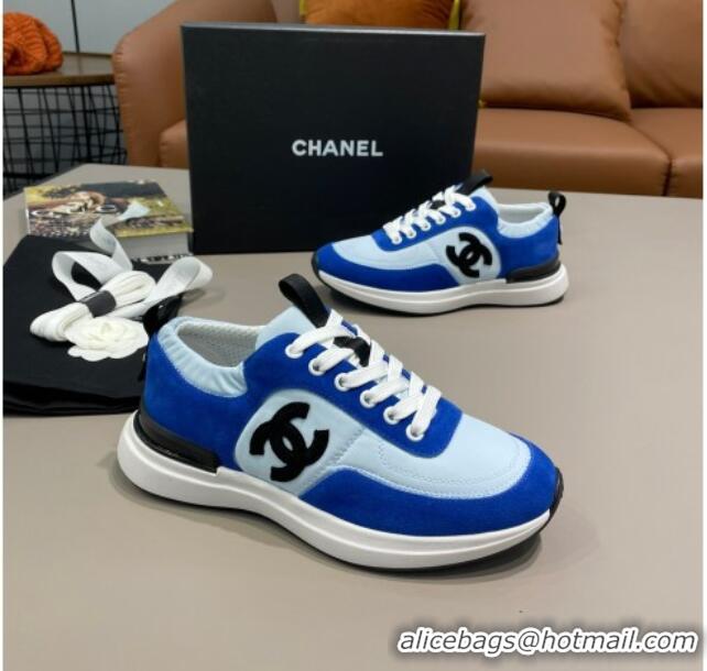 Top Design Chanel Suede and Nylon Sneakers G37122 Royal Blue 2021