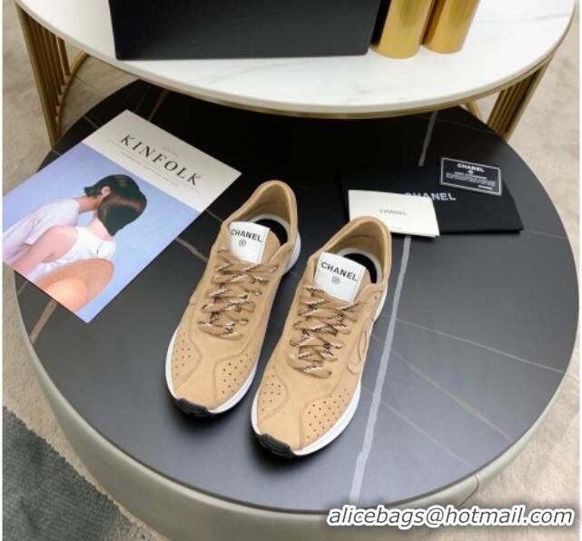 Popular Style Chanel Suede Sneakers G37307 Dark Beige 2021