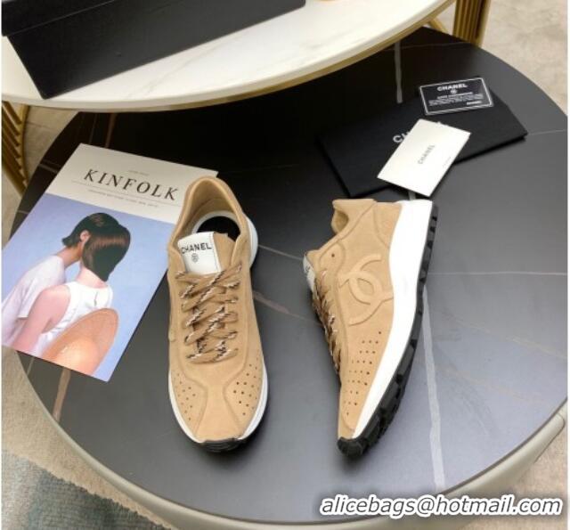 Popular Style Chanel Suede Sneakers G37307 Dark Beige 2021