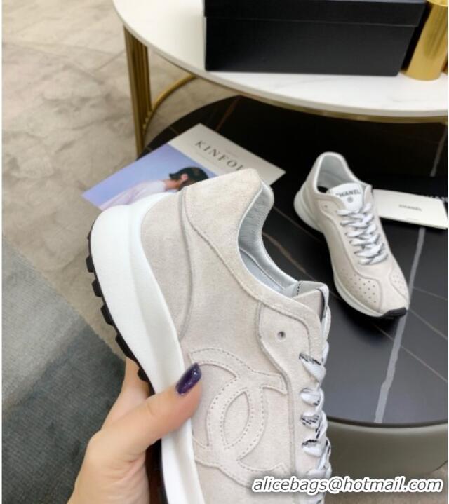 Lower Price Chanel Suede Sneakers G37307 Light Gray 2021