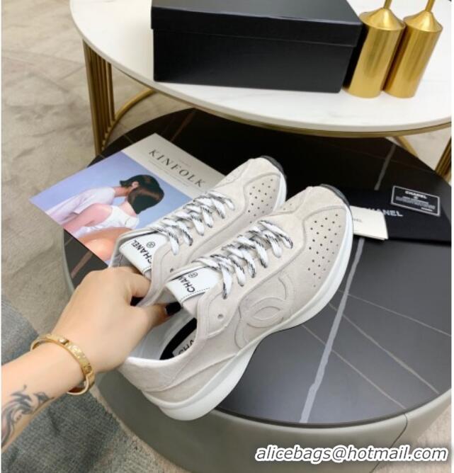 Lower Price Chanel Suede Sneakers G37307 Light Gray 2021