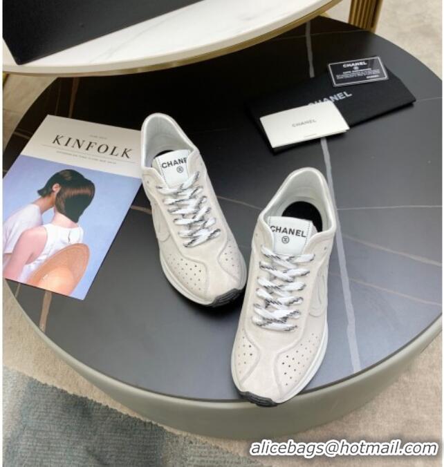 Lower Price Chanel Suede Sneakers G37307 Light Gray 2021