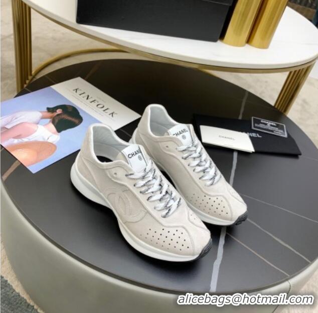 Lower Price Chanel Suede Sneakers G37307 Light Gray 2021