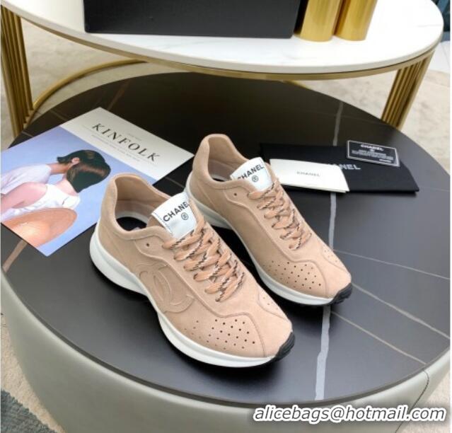 Super Quality Chanel Suede Sneakers G37307 Nude 2021