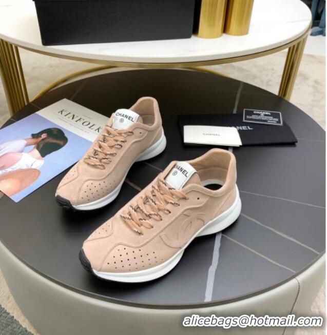 Super Quality Chanel Suede Sneakers G37307 Nude 2021