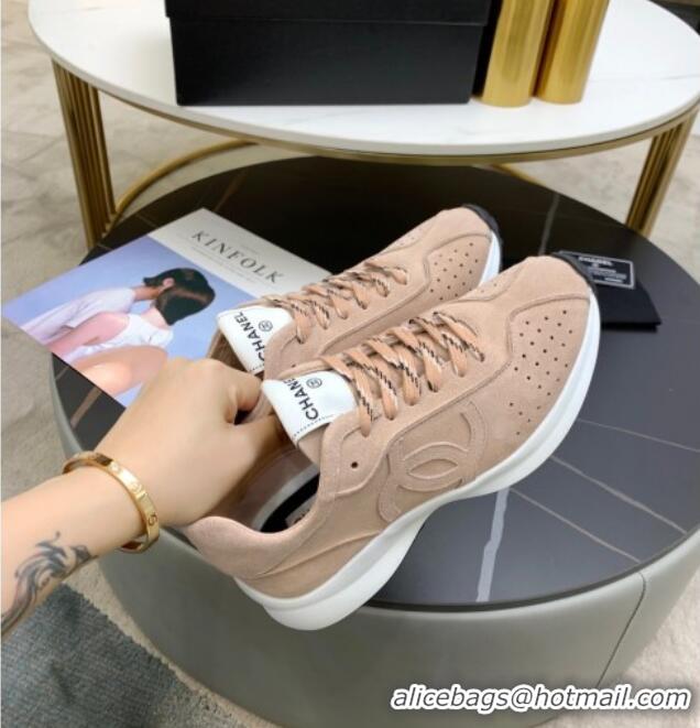 Super Quality Chanel Suede Sneakers G37307 Nude 2021