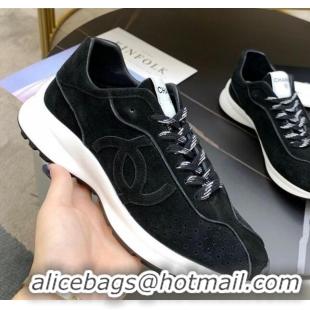 Cheap Price Chanel Suede Sneakers G37307 Black 2021