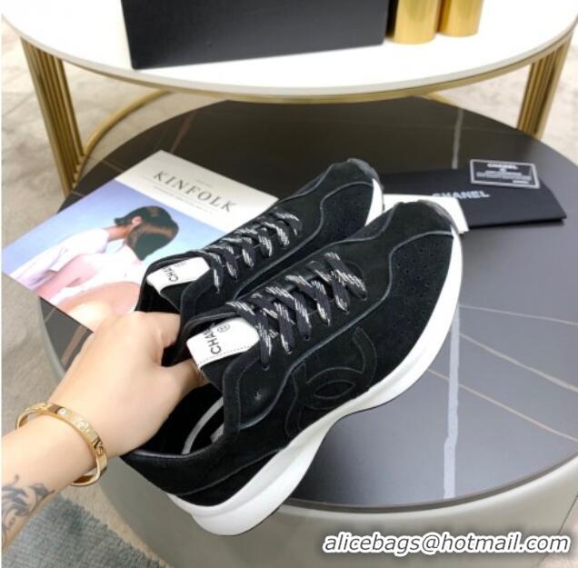 Cheap Price Chanel Suede Sneakers G37307 Black 2021