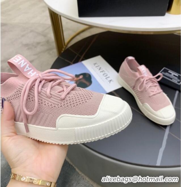 Top Quality Chanel Knit Sock Sneakers 033038 Pink 2021