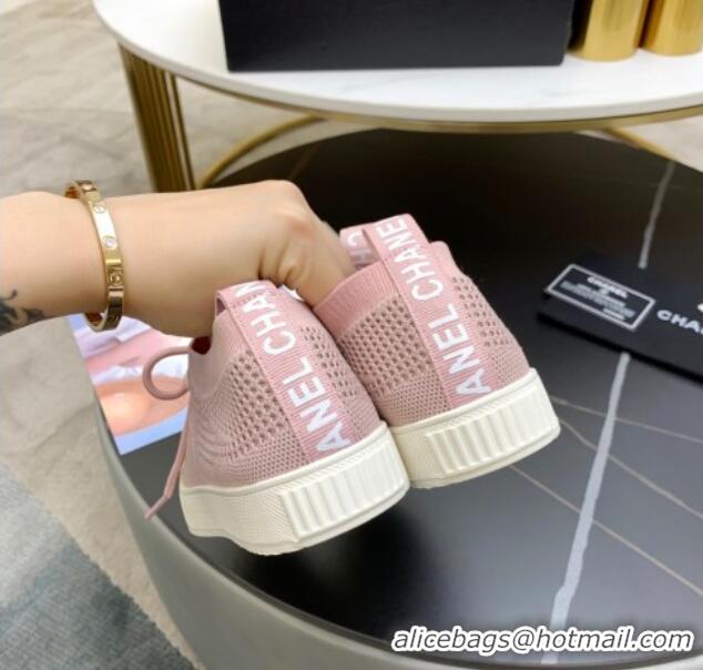 Top Quality Chanel Knit Sock Sneakers 033038 Pink 2021